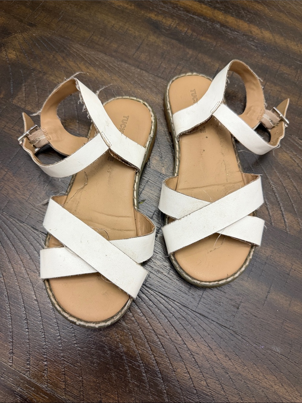 Tucker + Tate Cream Cross-Strap Girls' Sandals